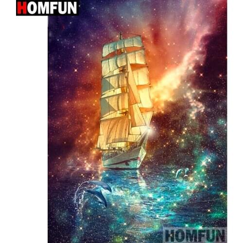 HOMFUN Full Square/Round Drill 5D DIY Diamond Painting "Sailing dolphins"Embroidery Cross Stitch 5D Home Decor Gift A16255