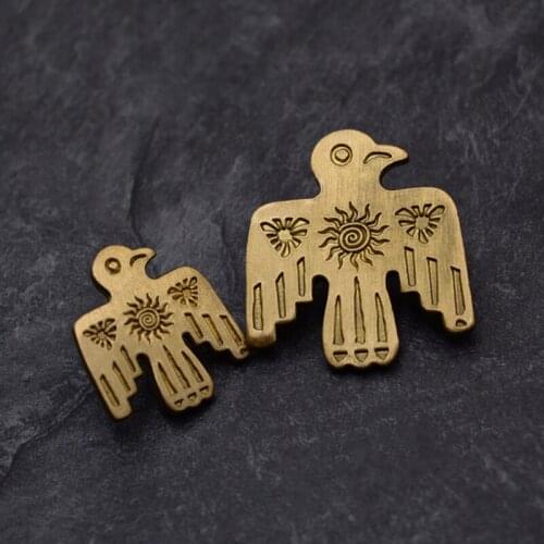 American RR Thunderbird Vintage Brooch Brass Metal Indian Style Sun God US Badge Pin For Denim Clothes Bag Accessories