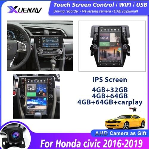 Car Multimedia radio player For Honda civic 2016 2017 2018 2019 autoradio dvd player for honda Car GPS navi Player with carplay