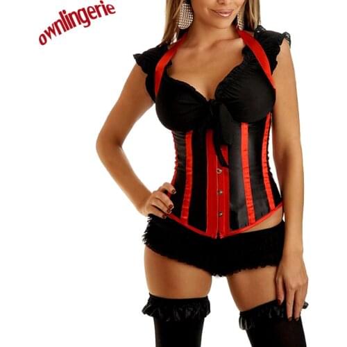 Free Shipping Cheap Push Up Waist Trainer Corset,Stripe in Red,Purpel,Black Neck Halter Underbust Buckle Shapers