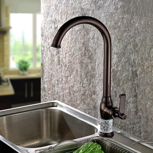 Oil Rubbed Bronze sink dish basin faucet antique, Rotated mixer tap kitchen basin faucet vintage,Brass basin faucet hot and cold