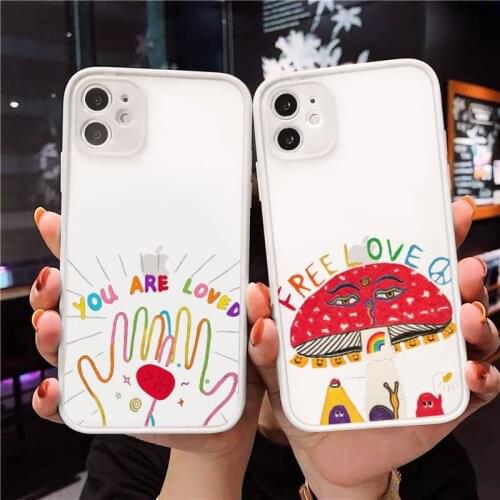 Slimy oddity self love Phone Case For iPhone 12 11 Mini Pro XR XS Max 7 8 Plus X Matte transparent White Cover