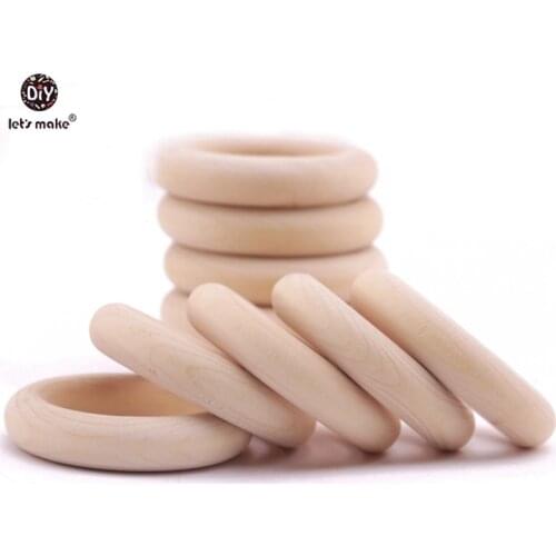Lets Make 20pcs 0.8- 2.7" Natural Unfinished Wooden Teething Rings DIY Wood Ring Car Hanging Accessories Stroller Baby Teether