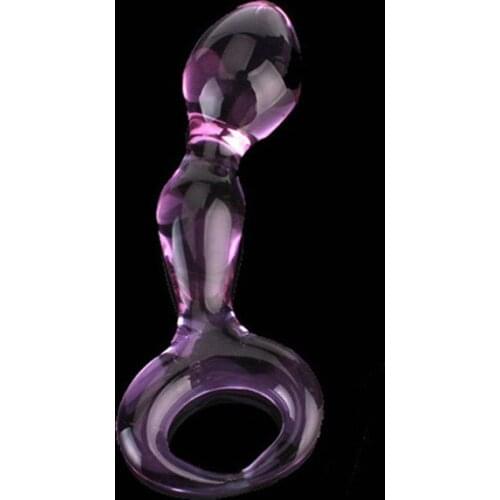 Purple Glass Anal Butt Plug Dildo Fake Penis Crystal Anal Beads Prostate Massager G-spot Female Masturbation Sex Toys for Women