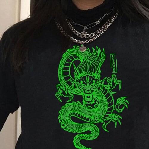 Streetwear Tops Mens T-shirt Oversize Loose Casual Tshirt Vintage Chinese Dragon Print Harajuku Cool Unisex Men Fashion Summer