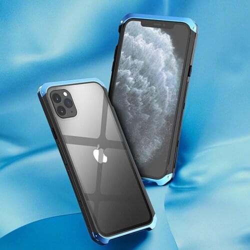 Shockproof Aluminum metal bumper for iphone XR X XS MAX Case Tempered Glass Back Cover For iphone 11 Pro Max 7 8 plus Case Funda