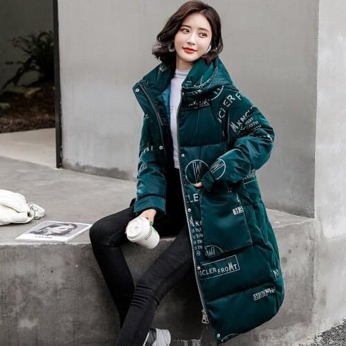Fashion Thick Bread Clothing Women Korean Loose Hooded Long Down Padded Jacket Outerwear New Winter Parka Coat Jacket Female