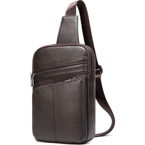 Man Handbag Genuine Leather Chest Bag For Men Casual Messenger Bags Fashion Mens Chest Pack Large Capacity Business Bag