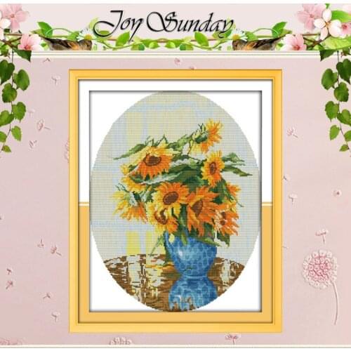 Sunflower vase Patterns Counted Cross Stitch 11CT 14CT Cross Stitch Set Wholesale Flower Cross-stitch Kit Embroidery Needlework