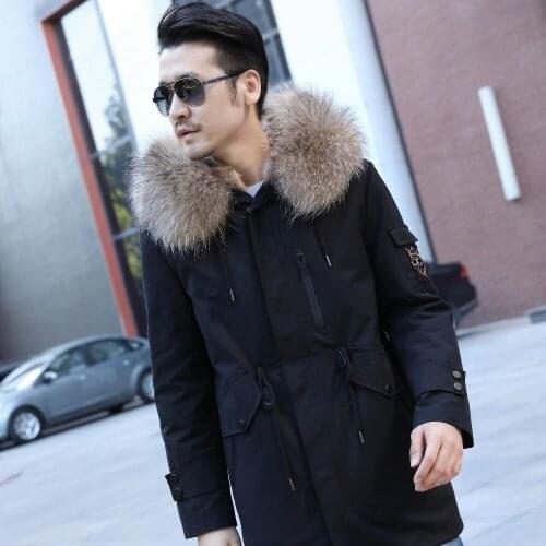 The new parka mink fur liner outerwear the real fox fur collar coat, thick warm long parkas big fur outerwear Detachable