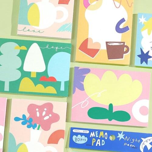 Yisuremia New 80/100 Sheets Kawaii Flowers Cake Memo Pads Note Paper DIY Diary Decoration Notepad Paperlaria School Stationery