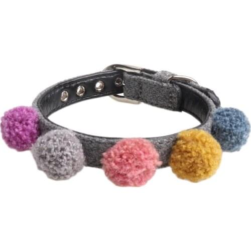 35PCS / LOT Dog Collar PU Material Plush Ball Series Necklace Adjustable Strap Cat Dog Grooming Accessories