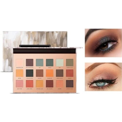 18 Color Eyeshadow Palette Matte Glitter Makeup Palette Eyeshadow Powder Metal Diamond Glitter Eye Makeup Long-Lasting Cosmetics