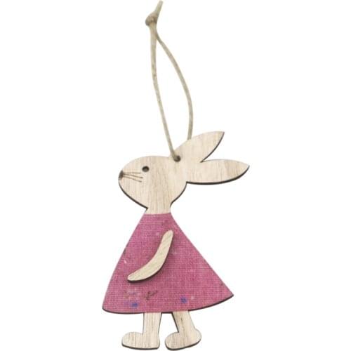 Easter Rabbit Wooden Craft Pendants Chicken Flowers Bunny Hanging Ornaments For Home DIY Gifts Happy Holiday Party Decoration