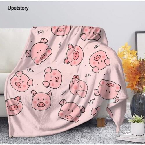 Upetstory Kawaii Pig Printed Plush Blanket Fashion Quilts Decoration Bedspread Casual Fleece Throw Blanket for Adults Kids