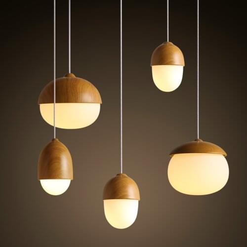 Nordic style nuts pendant lamp modern creative imitation wood pendant lamp dining room restaurant cafe chandelier