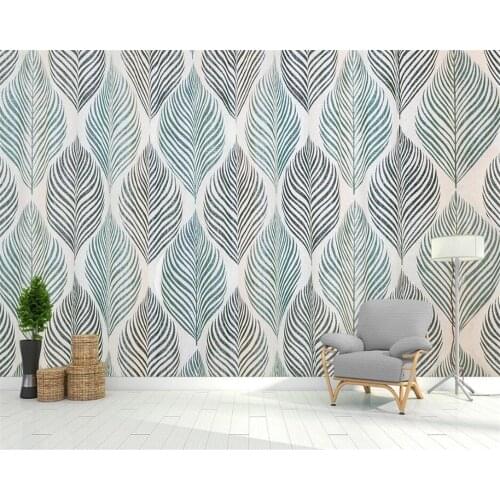 Beibehang Custom wallpaper 3d Nordic minimalist retro hand-painted leaves texture color block TV background wall decoration обои
