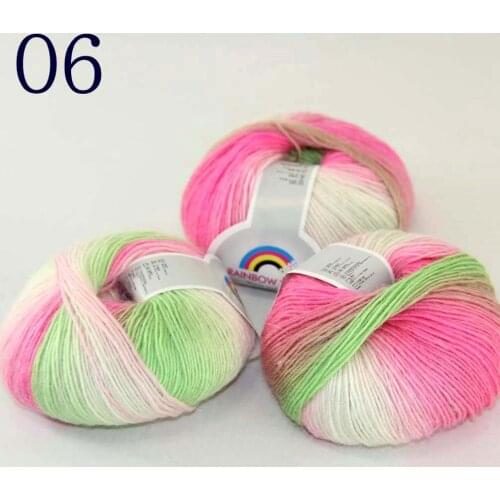 Sale Soft Cashmere Wool Colorful Rainbow Wrap Shawl DIY Hand Knit Yarn 3X50gr ball Green Yellow Khaki Olive 524-06-3