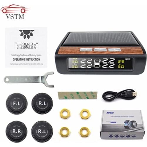 TPMS Tire Pressure Car Monitoring System Solar Energy Digital Display Auto tyre Security Alarm System 4 Sensors