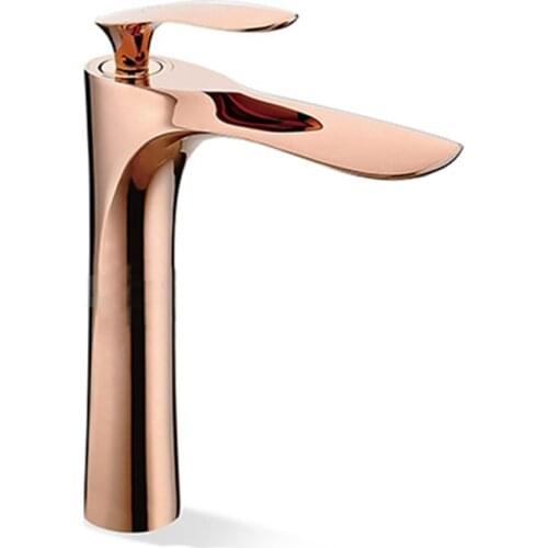 Bathroom Basin Faucets Solid Brass Sink Mixer Tap Hot & Cold Single Handle Deck Mounted Lavatory Crane Water Tap Rose Gold/Gold