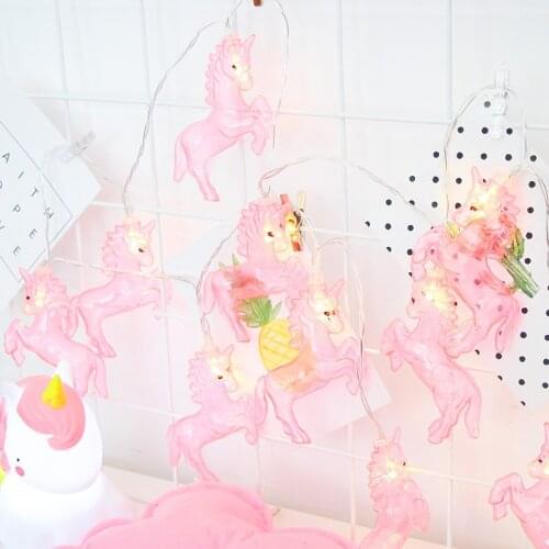 1.5M Pink Unicorn Led Strings Light Garland Home Decoration DIY Kids Room Christmas Birthday Unicorn Party Accessories SPA38