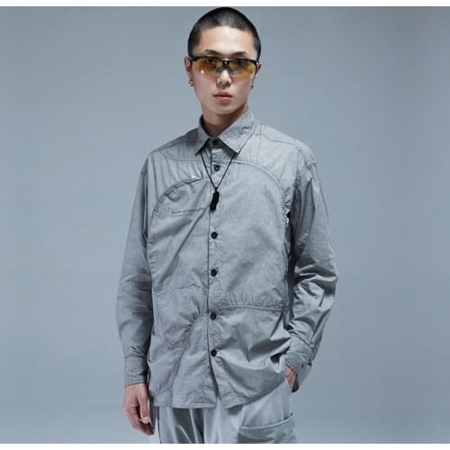 ESDR Loose Shirt with asymmetric cutting curved pocket techwear aesthetic streetwear japanese style