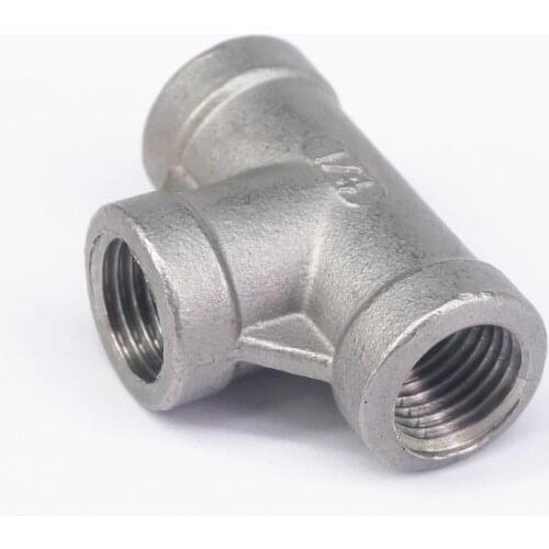 1/8" BSP Euqal Female Tee Thread 3 Way 304 Stainless Steel Pipe Fitting Connector Coupling for water air gas