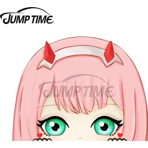 JumpTime 13 x 10.8cm Cute Zero Two Stickers And More Car Stickers Surfboard Decal Waterproof Vinyl Material Sticker Decoration