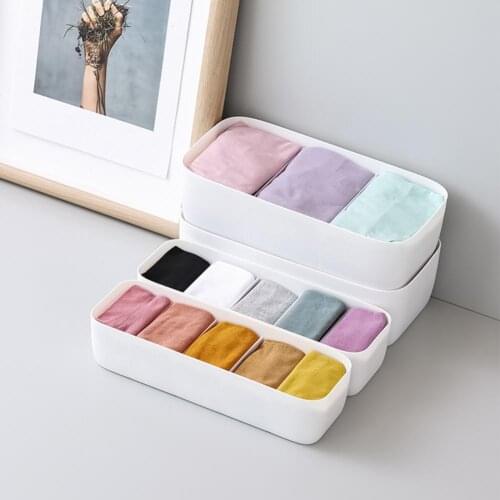 Storage Box Durable Easy to Clean PP 3/5 Grids Storage Box Wardrobe Storage Box Basket for Socks