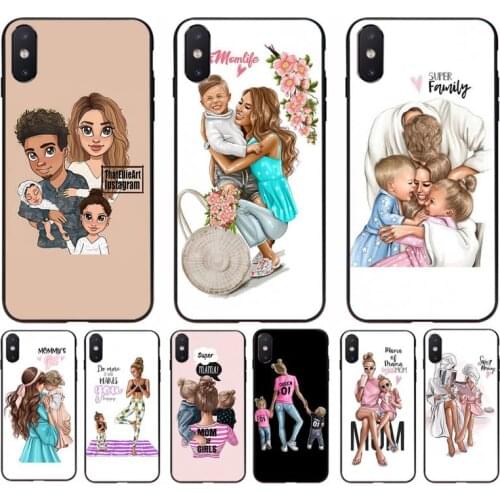 YNDFCNB Family Boy Girl princess Mom Dad Baby Soft Phone Cover for iphone 11 Pro Max X XS MAX 6 6s 7 8 plus 5 5S 5SE XR SE2020