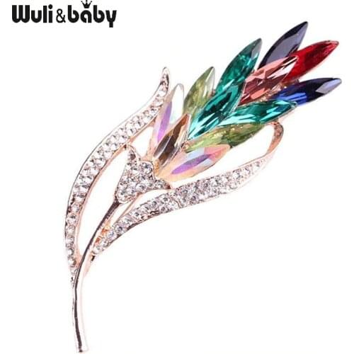 Wuli&baby Multicolor Crystal Wheat Brooches Women Flower Weddings Casual Brooch Pins Gifts
