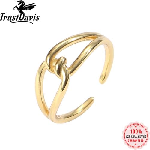 ElfoPlataSi Genuine 925 Sterling Silver Fashion Sweet Cross Knot Opening Ring For Women Wedding Party S925 Jewelry Gift DA1247