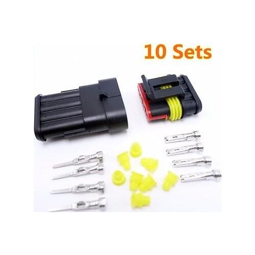 10 Sets Enhanced Waterproof Male/Female Car Connector Plug 4 Ways Tyco/AMP 4pin