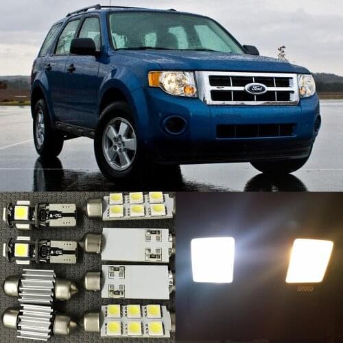 12x White LED Light Bulbs Interior Package Kit For Ford Escape 2010 2011 2012 2013 Map Door License Plate light 12V Car Styling