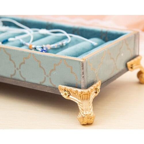 1xVelvet Jewelry Display Box Cufflinks Ring Storage Tray Case Holder