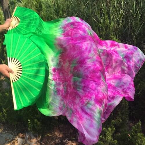 2016 Tie-dyed Belly Dance 100% pure silk Fans Veils for Women Pretty Professional Stage dancing Silk Fans 1.8*0.9M high quality