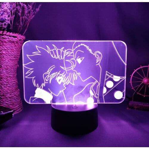 Zoldyck Family Brothers Killua & Irumi Silhouettes 3D Illusion Night Lamp Otaku Bedroom Bedside Desk Dressing Table Decor Light
