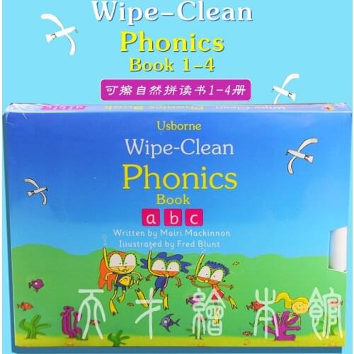 4 Books/Set Wipe Clean Phonics Book 1-4 Natural Spelling Erasable Book Children Kids English Picture Book