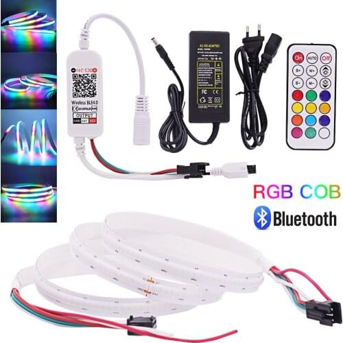 5V SK6812 RGB COB LED Strip 332Leds/m Bluetooth Control Full Color Magic Digital FOB LED Light Tape Addressable Linear Light Bar