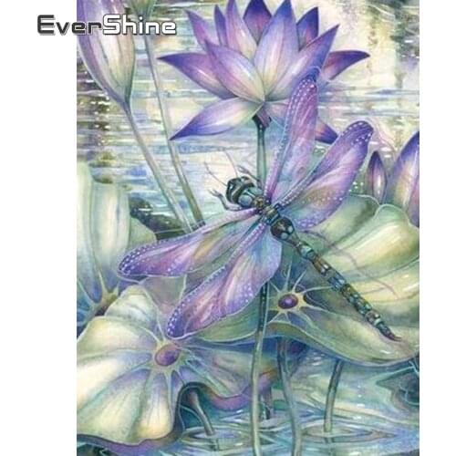 Evershine Diamond Mosaic Flower Dragonfly Diamond Embroidery Animal Cross Stitch Kit Diamond Painting Full Square DIY Needlework