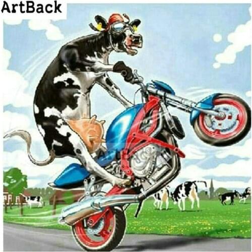 Full square drill cartoon 5d diamond painting cow motorcycle 3d diamond mosaic kids gift diamond embroidery sticker
