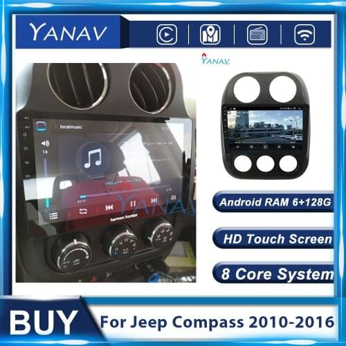 128G Android GPS Navigation Multimedia Player Car Radio For Jeep Compass 2010-2016 Auto Stereo Receiver Video HD Touch Screen