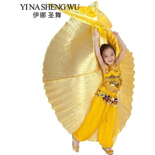 Girl Children Belly Dance Isis Wings Angel Wings For Children Belly Dance Performance Props Isis Gold Silver Without Stick Wings