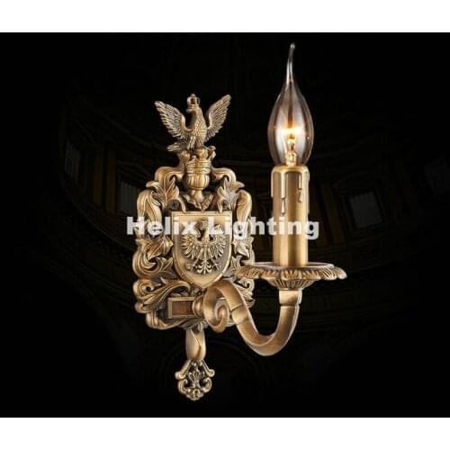 European Style W11cm H24cm Antique Brass E14 LED Wall Lamp Living Room Wall Light Lamparas de pared applique murale Luminaire
