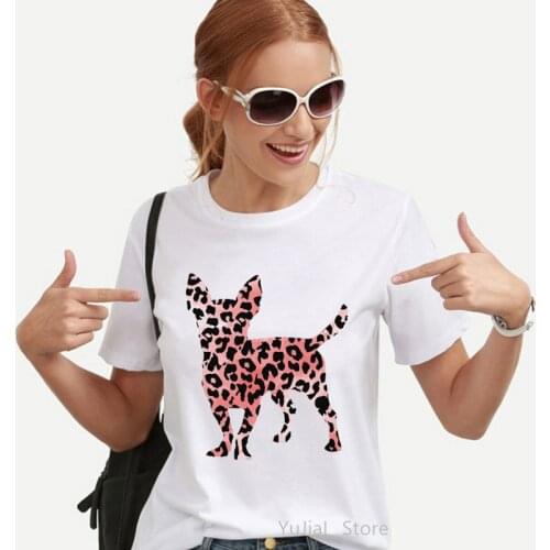 Watercolor Leopard Chihuahua Animal Print Tshirt Women Clothes 2021 Vogue T Shirt Femme Harajuku Shirt Dog Love T-Shirt Female