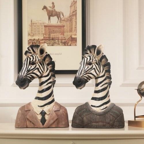 [HHT] Nordic Retro Zebra Giraffe Animal Ornaments Home Living Room Entrance Office Shop Window Home Decoration Accessories