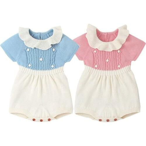 Baby Girls Boys Romper 2020 Autumn Newborn Ruffle Princess Romper Knitted Wool Twisted Overall Jumpsuit Baby Clothes Vest Romper