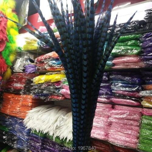 Beautiful sky blue copper pheasant tail feather 50pcs 40-44 inches / 100-110 cm DIY decoration collection stage performance