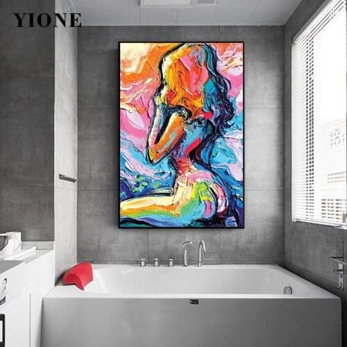 Colorful Graffiti Sexy Woman Print Oil Painting Abstract Art Portrait Wall Decoration Picture Canvas Poster Living Room Bedroom