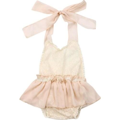 Summer Newborn Baby Girl Clothes Cute Lace Romper Sleeveless Halter Jumpsuit Outfit Sunsuit Kids Clothes